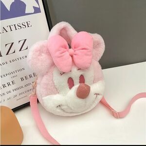 Mini Mouse Pink Plush Stuffed Hand Bag with Crossbody Strap